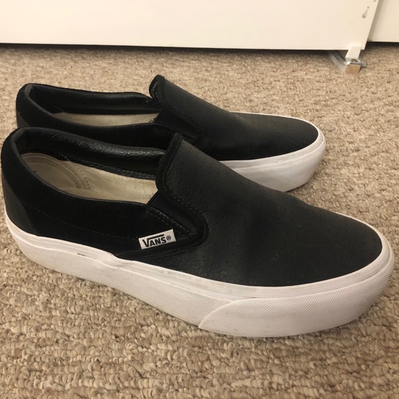 vans leather platform slip ons